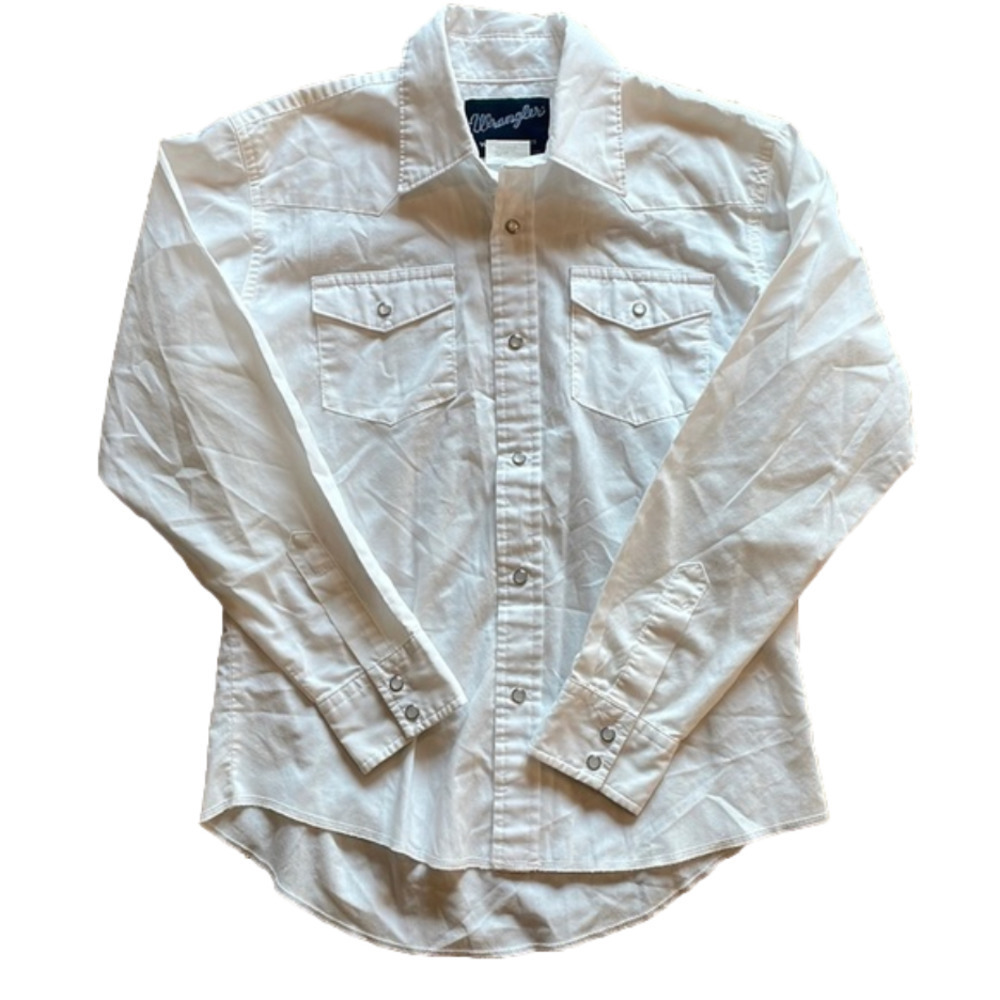 Wrangler Kids Large White Western Long Sleeve Shirt